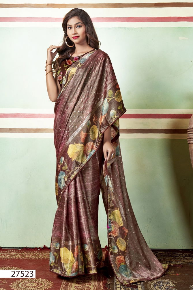 Anshita By Vallabhi Printed Designer Brasso Sarees Wholesale Shop In Surat